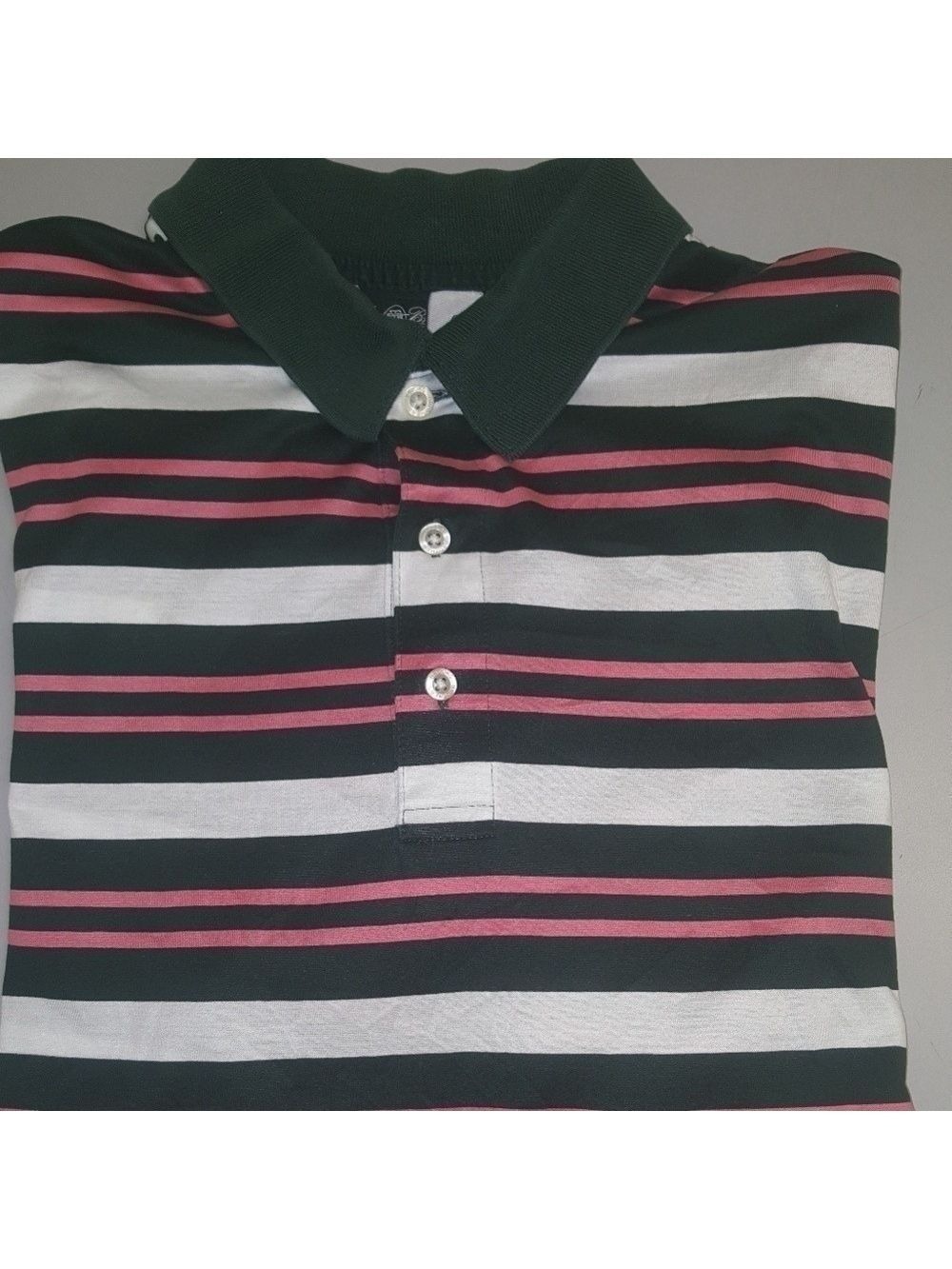 Brooks Brothers Large Green Striped Polo Shirt